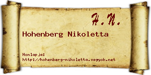 Hohenberg Nikoletta névjegykártya